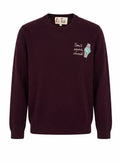Maglione MC2 Saint Barth Heron Light bordeaux con ricamo
