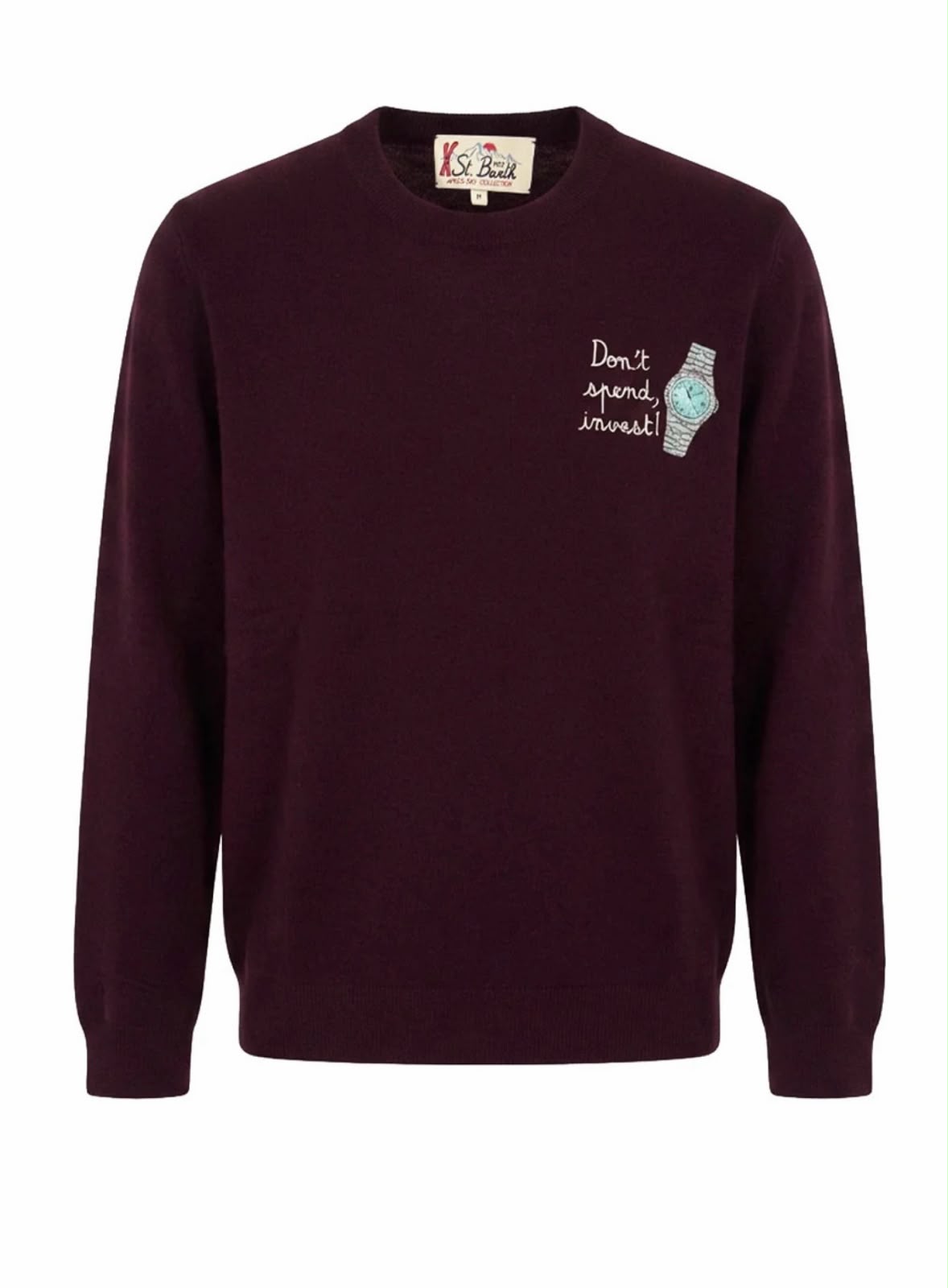 Maglione MC2 Saint Barth Heron Light bordeaux con ricamo