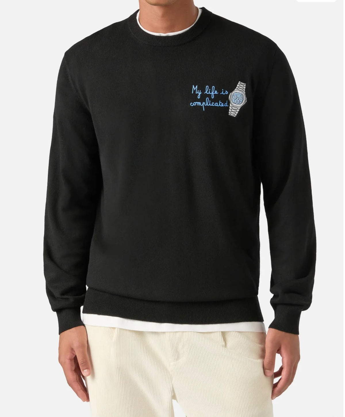 Maglione MC2 Saint Barth Heron Light nero con ricamo